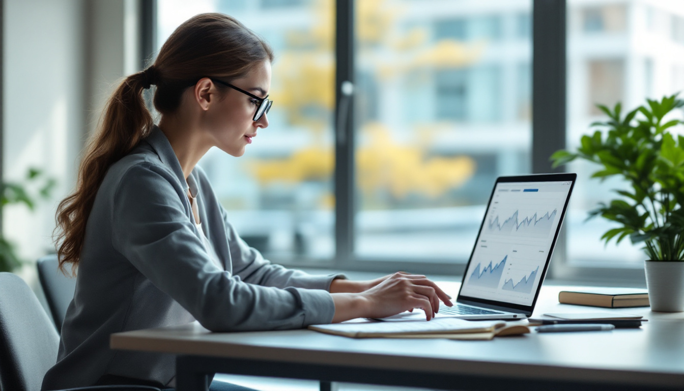 An analyst studying a laptop dashboard of traffic charts with a notebook of handwritten calculations